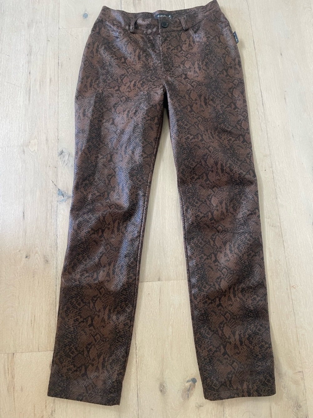 Agnes B Paris Faux Leather Snakeskin Straight Leg Pant EU 36/US 4